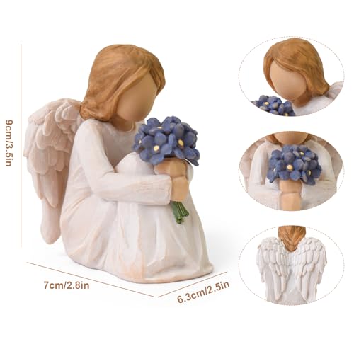 Forget Me Not Angel Figurines Statue, Miscarriage Gifts for Mothers | Sympathy Gifts for Loss of Loved One, Sculpted Hand-Painted Resin Statue for Memorial, Funeral Comfort - style: Forget Me Not