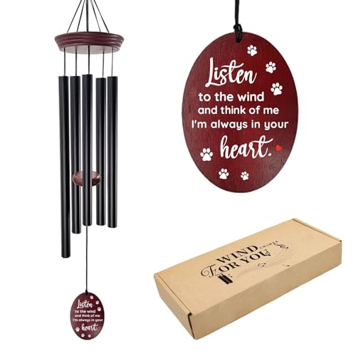 Pet Memorial Wind Chimes for Loss of Dog - Sympathy Windchimes with Deep Tone 5 Tuned Tubes, Loss of Pet Sympathy Gift, Dog Passing Remembrance Gifts, Outside Garden Decor - size: 1