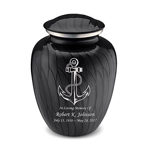 Adult Personalized Anchor Cremation Urns for Human Ashes I Large Pearl Black Funeral Urn for Men and Women I 200 lbs - color: Pearl Black