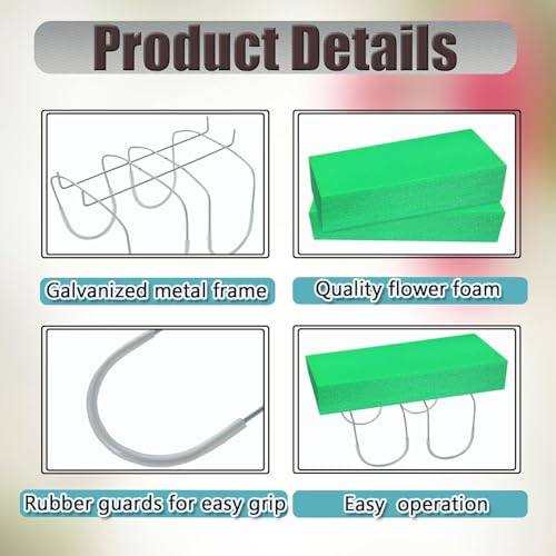 GRPFS 3 Pack Cemetery Saddles for Headstones 12 Inch Galvanized Gravestone Saddle with Flower Foam Blocks，Cemetery Headstones for Graves