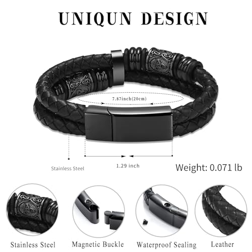Hearbeingt Memorial Urn Bracelet for Ashes Leather Cremation Jewelry - color: Black 20cm