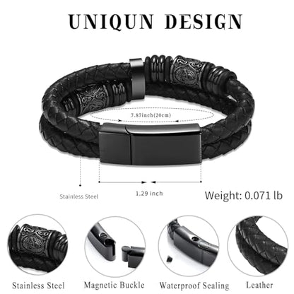 Hearbeingt Memorial Urn Bracelet for Ashes Leather Cremation Jewelry - color: Black 20cm
