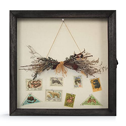 TJ.MOREE Shadow Box 12 x 12 Display Case Wood Picture Frame Memory Black - color: Black, size: 12x12