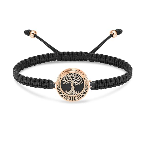 Urn Bracelet for Ashes Tree of Life Cremation Jewelry Adjustable Keepsake Bracelet Memorial Jewelry tainless Steel Ashes Pendant for Women Men - color: rose gold