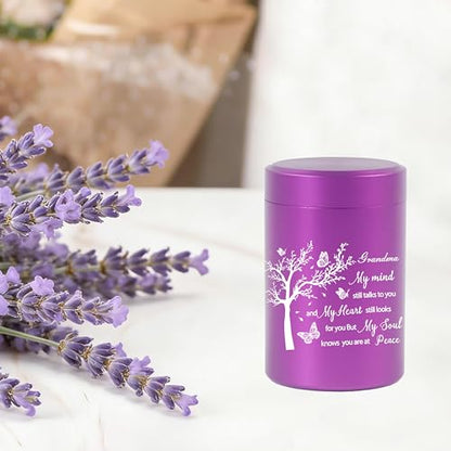 3 Inch Small Urn for Human Ashes Aluminum Mini Cremation Small Keepsake Urn for Sharing Ashes Mini Urn-Grandma Purple - size: Purple-Grandma