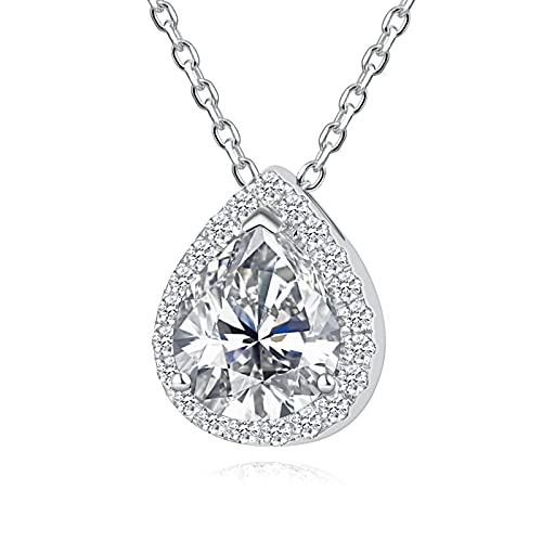 Cremation Jewelry for Women 925 Sterling Silver Heart Opal Urn Ashes Necklace Jewelry Memorial Keepsake(Heart-shaped) - color: Teardrop CZ