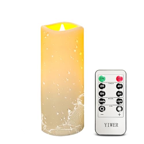 YIWER Outdoor Flameless Candles, Battery Operated LED Pillars Candle, Electric Fake Waterproof Candles Set of 1 with Remote, Halloween, Christmas Decorations - color: D2.2"-Waterproof, size: 1PC