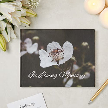 Faithful Finds Hardcover Funeral Guest Book - Memorial Service & Celebration of Life Guest Book - Floral Cover with Praying Hands Design & Memorial Register for Funeral - 94 Pages - 11 x 8.5 in