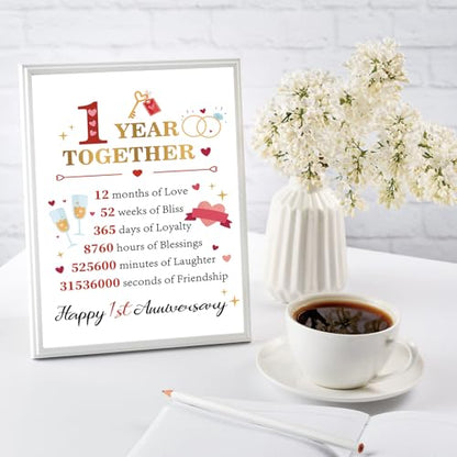 YiKaLus Happy 1st Anniversary Card,Romantic 1 Year Gifts for Him Her Couple | Sweet First Anniversary Greeting Card with Golden Number One and Love Ring Decor,Matching Red Envelope 8x5.3 Inch - style: card 469
