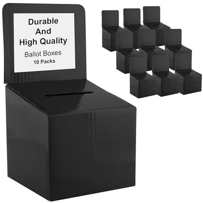 My Charity Boxes Raffle Ticket Donation Collection Ballot Box Reusable Sturdy thick Cardboard with Slot comment Suggestion Box With Removable Header 6H x 6W x 6D, Display area 6H x 6W(Black10 pack) - color: Black