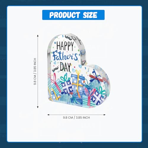 Smile Heart-Shaped Acrylic Tabletop Decor Happy Father's Day Box Design Desktop Plaque Indoor Home & Office Decor for Dad - style: Father's Day