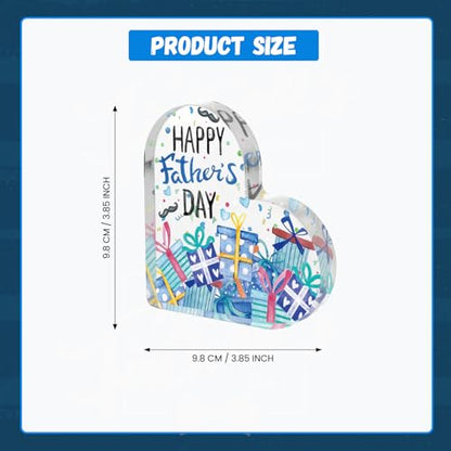 Smile Heart-Shaped Acrylic Tabletop Decor Happy Father's Day Box Design Desktop Plaque Indoor Home & Office Decor for Dad - style: Father's Day