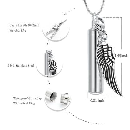 Oinsi Car Charm & Cylinder Urn Necklace for Ashes Stainless Steel Tube Cremation Urn Jewelry Necklace for Ashes Memorial Keepsake Gifts - color: Style-B