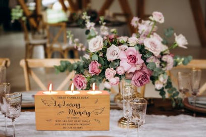 Sympathy Bereavement Gift for Loss of Loved One - Memorial Candle Holders - Handcrafted Wooden Keepsake with Poem - Condolence for Loss of Mother, Father (in Loving) - color: In Loving