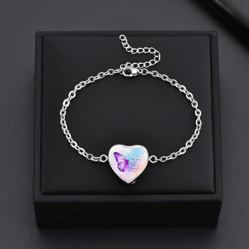 RIPFEVURN Wing Heart Cremation Jewelry Urn Bracelet for Ashes for Women Memorial Ashes Keepsake Link Bracelet - color: A piece of my heart lives in heaven