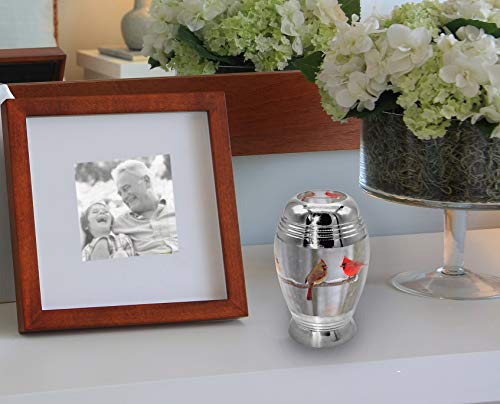 Cardinal Keepsake Urns for Human Ashes with Velvet Gift Box for Cremation Keepsakes for Ashes - Small Cremation Urn and Small Keepsake Urn Set of 4 - color: Cozy Cardinal