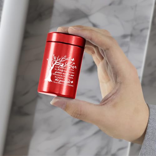 Small Mini Urns for Human Ashes Keepsake Tree of Life Sharing Urns for Female Male, Heart Cremation Jewelry Urn Necklaces for Ashes for Women Men, Red