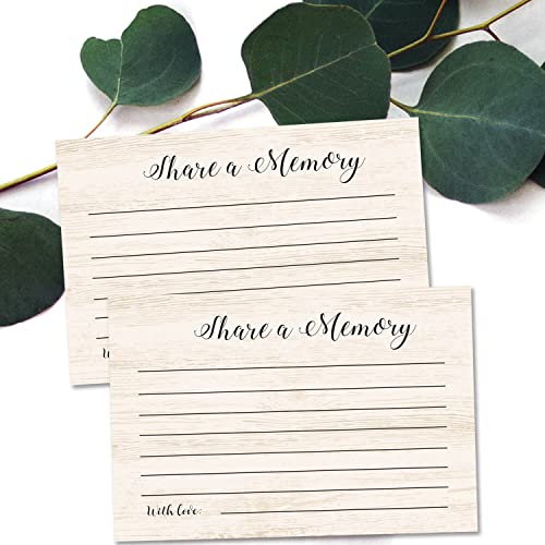 Share A Memory Cards, 50 Rustic Wood Cards and Sign for Wedding, Shower, Birthday, Funeral, Retirement, Graduation, Life Memories, Guest Book Alternative Advice Game.