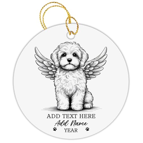 Personalized Maltipoo Dog Memorial Ornament Christmas 2026, Pencil Drawing Maltipoo Ornament for Maltipoo Lovers, Bereavement Remembrance Gifts for Loss of Dog Pet - color: Maltipoo Memorial Ornament