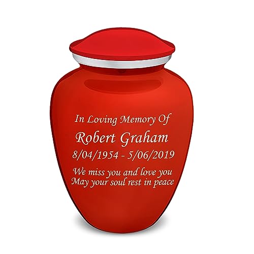 Geturns Embrace Adult Personalized Cremation Urns for Human Ashes I Large Bright Red Funeral Urn for Men and Women I 200 lbs - color: Bright Red