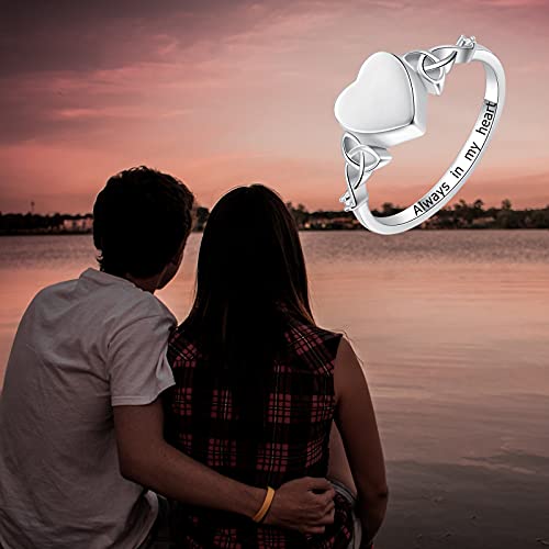 Heart Cremation Ring for Ashes: 925 Sterling Silver Forever in My Heart Carved Urn Keepake Rings Memorial Jewelry for cat and dog - size: 8, style: Blank Heart