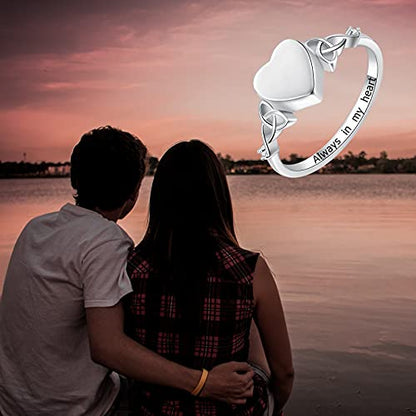 Heart Cremation Ring for Ashes: 925 Sterling Silver Forever in My Heart Carved Urn Keepake Rings Memorial Jewelry for cat and dog - size: 8, style: Blank Heart