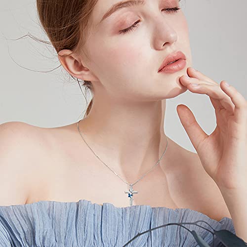 Cross Urn Necklace for Ashes 925 Sterling Silver Cremation Jewelry with Funnel Filler Kit Ashes Necklace for Human Women Girl Pets - color: A_Blue Butterfly Urn Necklace, style: Non-personalized