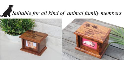 Pet urns for Dogs, Dog urns for Ashes, Wood Pet urn for Cats, Wooden urn for Pet Ashes, Keepsake for Animals, Pet Memorial (Small) - size: Small-With Text