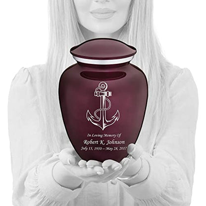 Adult Personalized Anchor Cremation Urns for Human Ashes I Large Cherry Purple Funeral Urn for Men and Women I 200 lbs - color: Cherry Purple