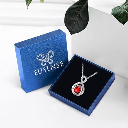 Eusense Cremation Jewelry for Ashes Urn Necklace to Put Ashes In 925 Sterling Silver Memorial Pendant Tree of Life Infinity Urn Necklaces for Ashes Necklace for Women Men - style: F-Infinity Urn-01-Jan.-Garnet