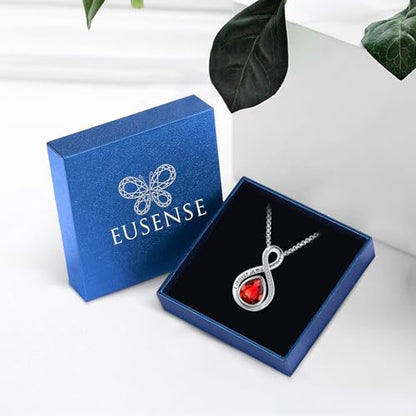Eusense Cremation Jewelry for Ashes Urn Necklace to Put Ashes In 925 Sterling Silver Memorial Pendant Tree of Life Infinity Urn Necklaces for Ashes Necklace for Women Men - style: F-Infinity Urn-01-Jan.-Garnet