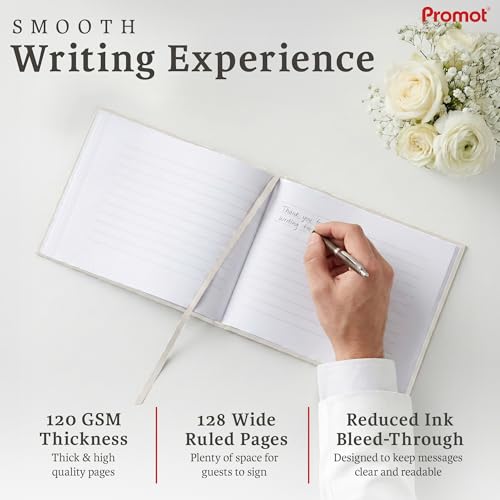 Personalized Hardcover Wedding Guestbook (White) | Elegant Wedding Keepsake Design, Premium Hardcover Construction, Smooth Lined Writing Pages, Perfect for Cherished Messages - color: White