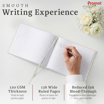Personalized Hardcover Wedding Guestbook (White) | Elegant Wedding Keepsake Design, Premium Hardcover Construction, Smooth Lined Writing Pages, Perfect for Cherished Messages - color: White