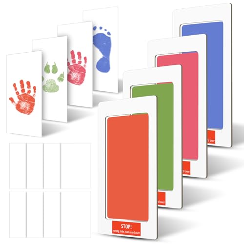 Outus 14 Dog Paw Print Kit | Cat Pawprint Keepsake Kit, for Baby Hand and Footprints, Memorial Impressions, Includes 4 Inkless Pads with 10 Blank Cards - color: Orange,Pink,Light Green,Light Blue, size: 3 × 5 Inch