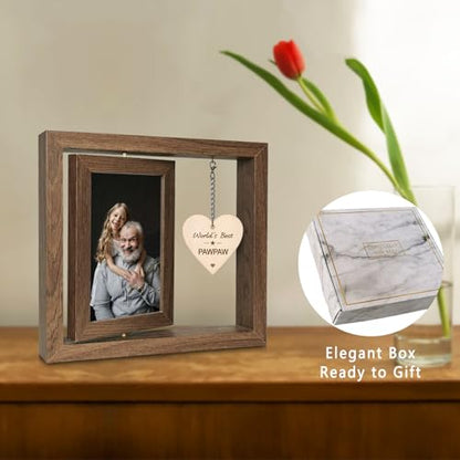 EYITUPC Rotating Wood Pawpaw Picture Frame Gift for Birthday | 4x6 Double Photo Frame, Thoughtful Pawpaw Gifts for Father's Day Christmas - color: World's Best Pawpaw