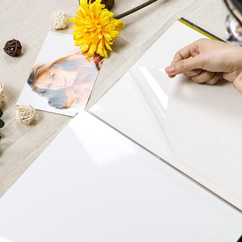 Holoary Self Adhesive Page Scrapbook Photo Album with Metallic Pen for 3x5 4x6 5x7 6x8 8x10 Hand Made DIY 40 pages Albums, Printed Kraft Paper Cover Memory Book (Wood Grain with Window) - color: Wood Grain