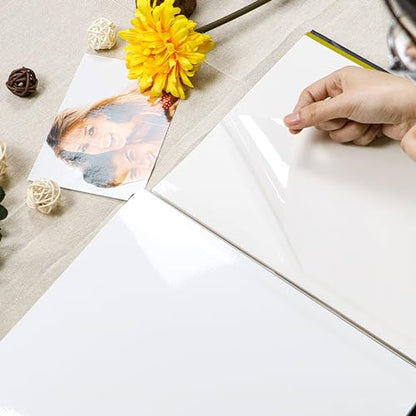 Holoary Self Adhesive Page Scrapbook Photo Album with Metallic Pen for 3x5 4x6 5x7 6x8 8x10 Hand Made DIY 40 pages Albums, Printed Kraft Paper Cover Memory Book (Wood Grain with Window) - color: Wood Grain