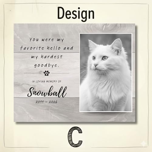 Cat Memorial Gift – Personalized Pet Photo Frame, Custom Cat Loss Keepsake, Cat Remembrance Plaque, Pet Sympathy Gift for Cat Lovers (C) - style: C