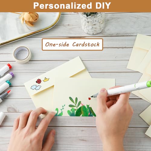 Silunkia 20 Packs Cream Blank Flat Note Cards and Envelopes 5 x 7 | Heavyweight Single Panel Cardstock and A7 Envelopes Printable Self Seal for Wedding Invitations, Thank You Cards - color: Cream, size: 5x7-20pcs