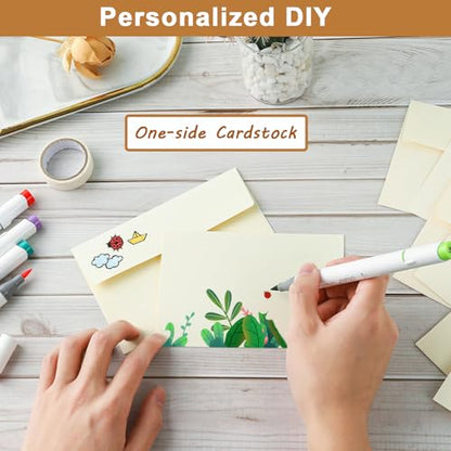 Silunkia 20 Packs Cream Blank Flat Note Cards and Envelopes 5 x 7 | Heavyweight Single Panel Cardstock and A7 Envelopes Printable Self Seal for Wedding Invitations, Thank You Cards - color: Cream, size: 5x7-20pcs