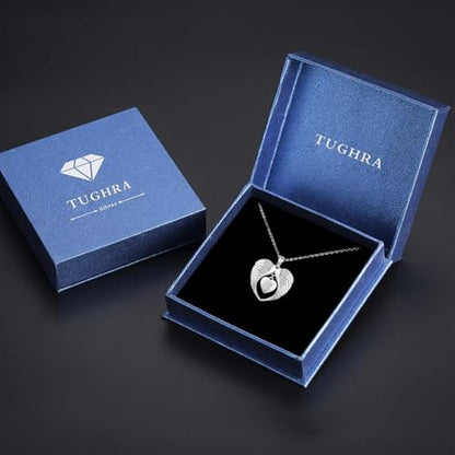 TUGHRA Memorial Necklace for Women Men, Angel Wings Heart Pendant 925 Sterling Silver A Piece of My Heart Is In Heaven Charm Necklace Sympathy Gift - style: 04-J