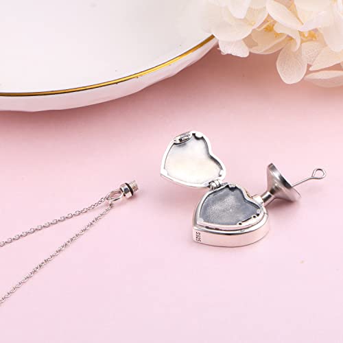 Yearace Urn Necklace for Ashes Sterling Silver Filigree Locket Necklace that Holds Pictures Heart Keepsake Memorial Necklace Cremation Jewelry for Ashes for Women Men - style: Filigree Flower Urn Necklace