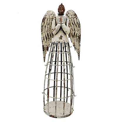 Garden Angel Statue Decor Rustic Metal Praying Angel Sculpture Yard Art | Outdoor Antique Accent Gift Holiday Porch Patio Home Decor - style: style 1