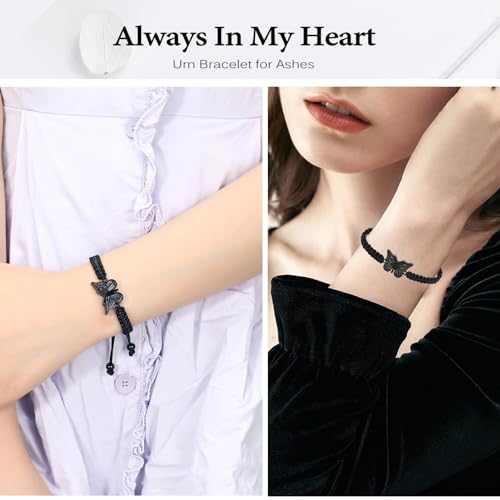 zeqingjw Butterfly Urn Bracelet for Ashes for Women Men - color: Black