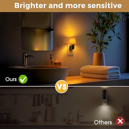 L LOHAS LED Night Lights Plug into Wall, Linen Fabric Night Light - color: Round Platform-Amber, size: 2 Pack