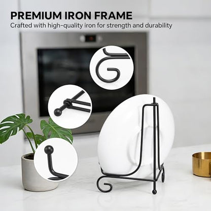 Artliving Plate Stands for Display, 12Inch Black Iron Easel Plate Display Photo Holder Stand, Displays Picture Frames, Decorative Plates, Tablets and Art (2 pack) - size: 12 inch(2 Pack)