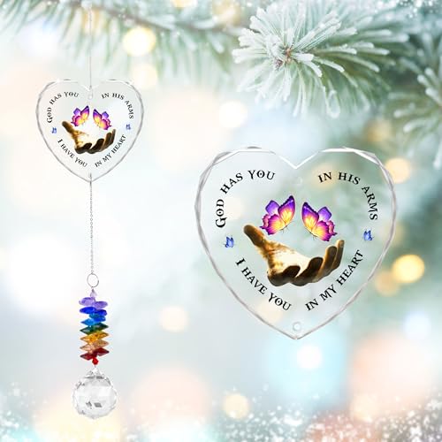 Glass Ornament Suncatcher - I Have You in My Heart - Sympathy Gift for Loss of Loved One - Grief Heaven Keepsake - Mother's Day for Mom Dad Sisters Brothers Grandparents - color: I Have You in My Heart