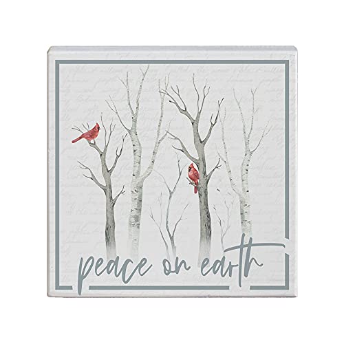 Small Talk Squares - Peace on Earth - 5.25 x 5.25 in Distressed Rustic Sign STS1700 - color: Peace on Earth