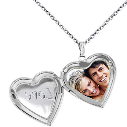 YOUFENG Love Heart Locket Necklace that Holds Pictures Polished Lockets Necklaces Birthday Gifts Unicorn - color: Love