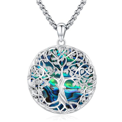 Eusense Tree of Life Necklace for Women Men Sterling Silver 925 Tree Urn Locket Cremation Jewelry Family Tree Pendant Gifts for Her Him Mom Dad Grandma Daughter - style: B-C-Tree of Life Necklace